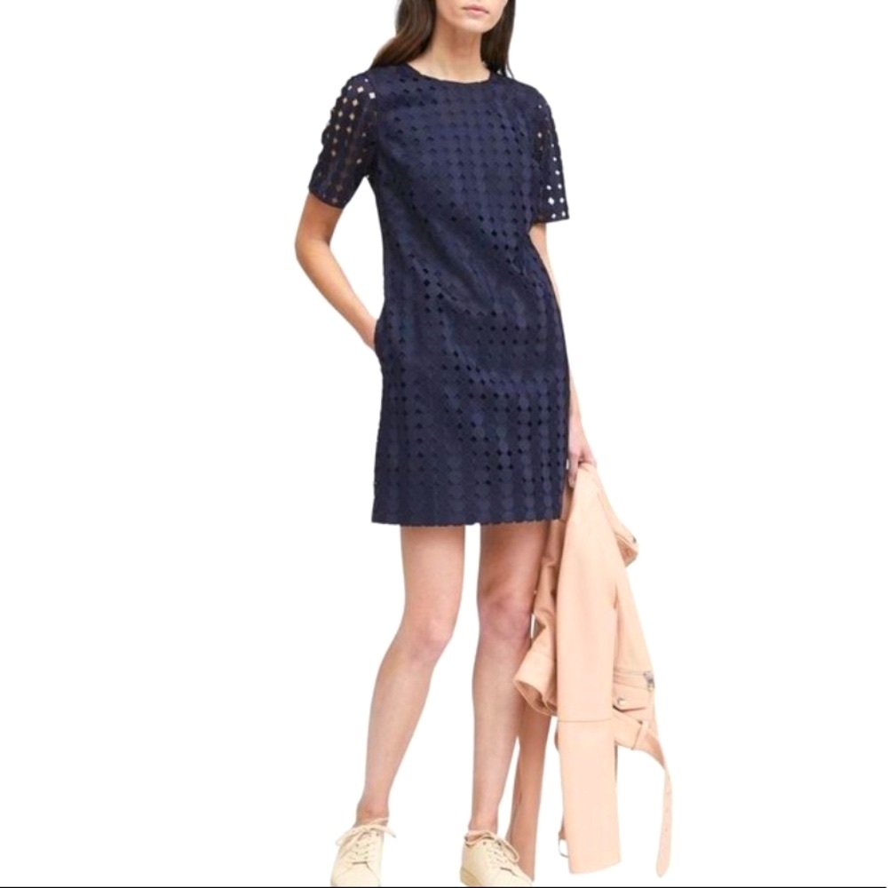 Banana Republic Navy Dot Lace Shift Dress